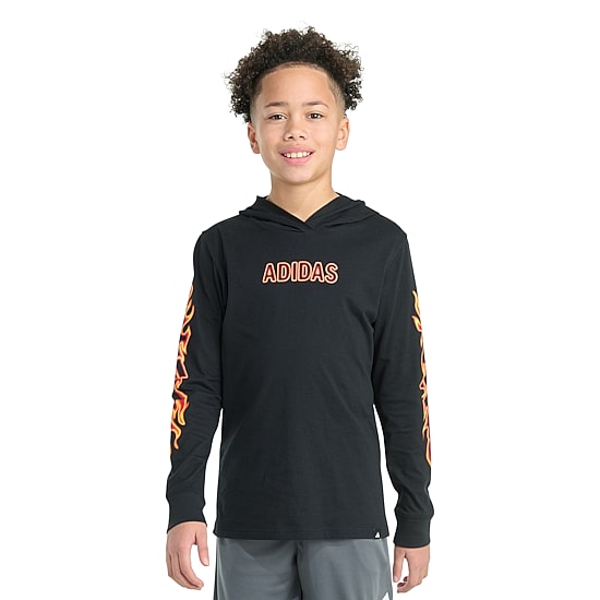 adidas Big Kid Boys Hooded Long Sleeve Regular Fit Graphic T-Shirt