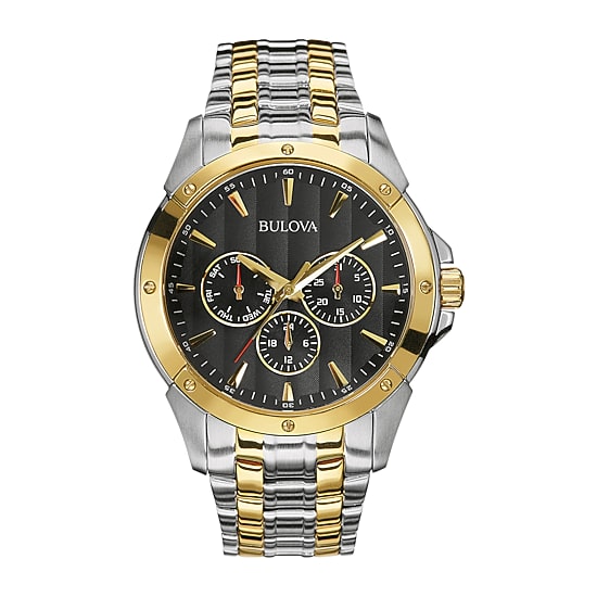 Bulova Classic Mens Chronograph Multi-Function Two Tone Stainless Steel Bracelet Watch 98c120