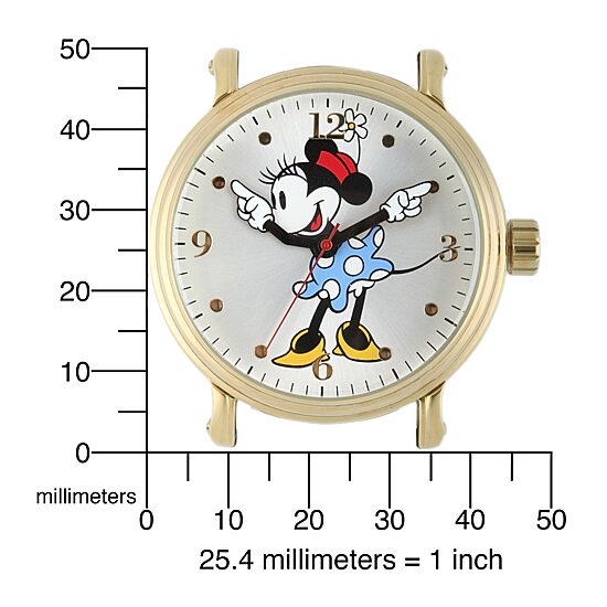 Disney Minnie Mouse Womens Gold-Tone Stainless Steel Watch