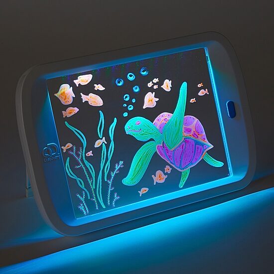 Discovery Kids Neon LED Glow Drawing Board With 4 Fluorescent Markers, 5-piece, Age 6+
