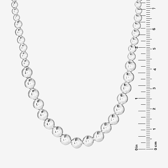 Womens Sterling Silver 18 Inch Beaded Necklace