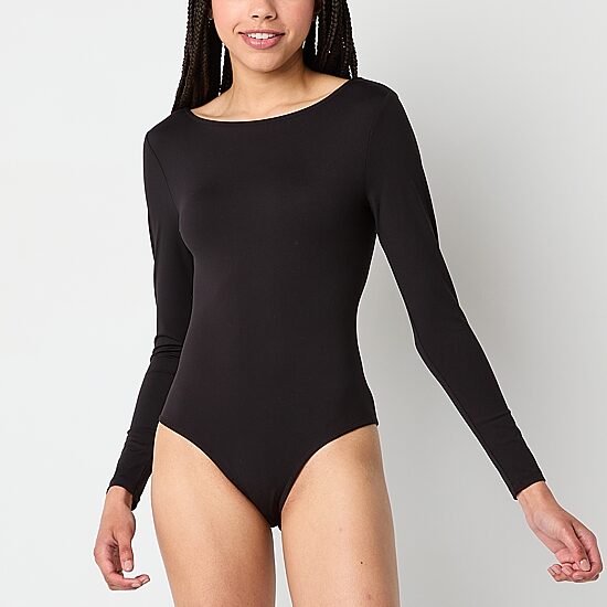 Arizona Womens Juniors Crew Neck Long Sleeve Bodysuit