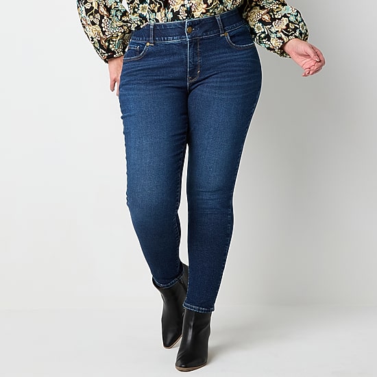 a.n.a Womens Plus Mid Rise Skinny Fit Jean