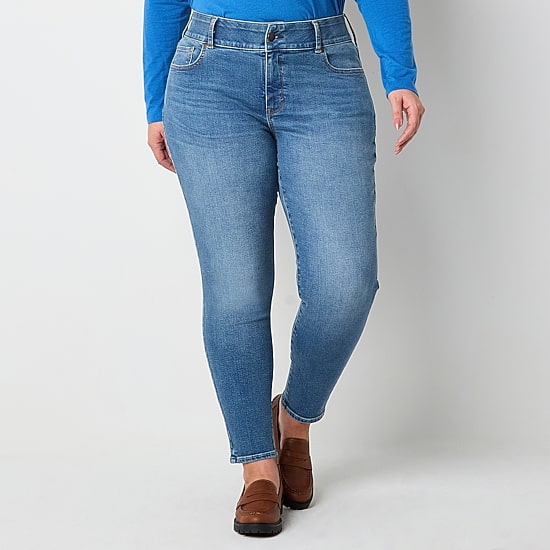 A.N.A Womens Plus Mid Rise Skinny Fit Jean