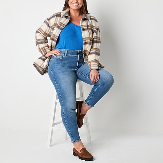 A.N.A Womens Plus Mid Rise Skinny Fit Jean