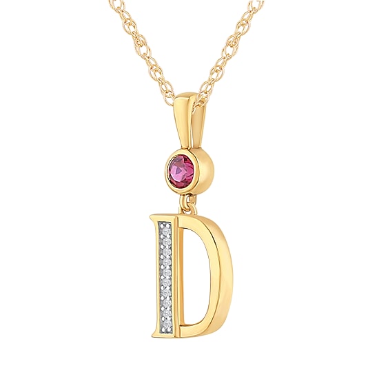 D Womens Lab Created Red Ruby 14K Gold Over Silver 18 Inch Pendant Necklace