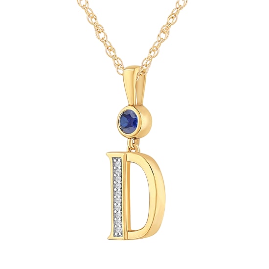 D Womens Lab Created Blue Sapphire 14K Gold Over Silver 18 Inch Pendant Necklace