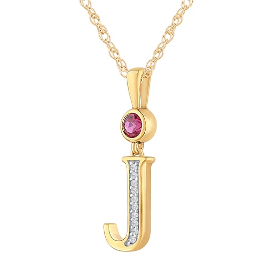 J Womens Lab Created Red Ruby 14K Gold Over Silver 18 Inch Pendant Necklace