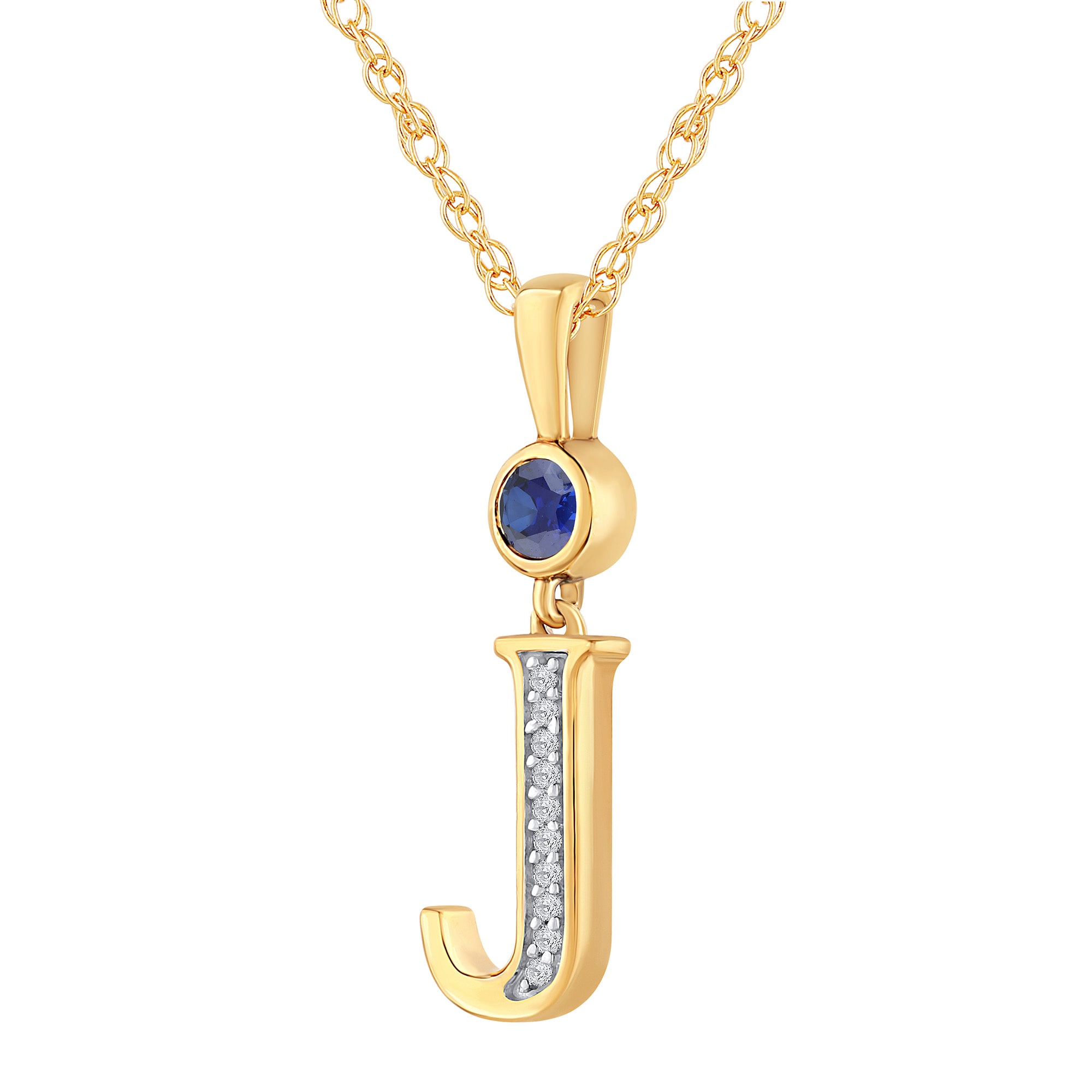 J Womens Lab Created Blue Sapphire 14K Gold Over Silver 18 Inch Pendant Necklace