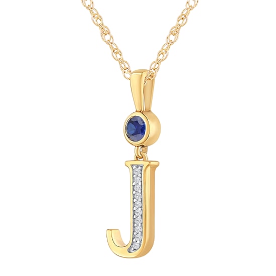 J Womens Lab Created Blue Sapphire 14K Gold Over Silver 18 Inch Pendant Necklace