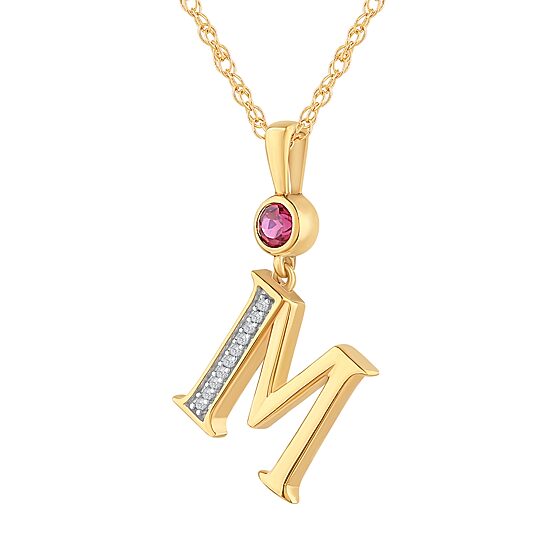 M Womens Lab Created Red Ruby 14K Gold Over Silver 18 Inch Pendant Necklace