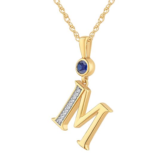 M Womens Lab Created Blue Sapphire 14K Gold Over Silver 18 Inch Pendant Necklace
