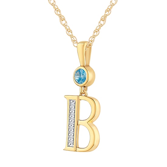 B Womens Genuine Blue Topaz 14K Gold Over Silver 18 Inch Pendant Necklace