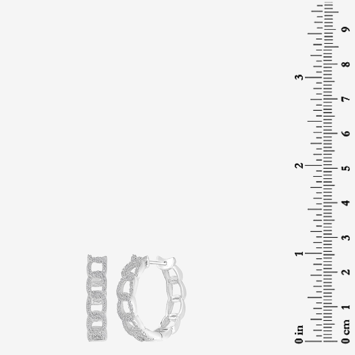 Diamonart Womens Cubic Zirconia Sterling Silver 23mm Curved Hoop Earrings