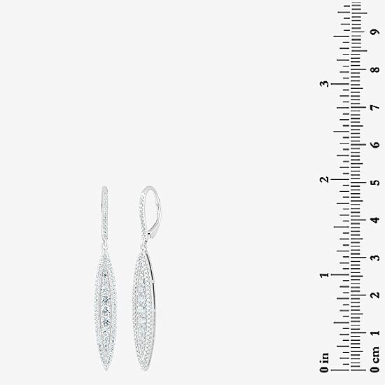 Diamonart Womens Cubic Zirconia Sterling Silver Curved Drop Earrings