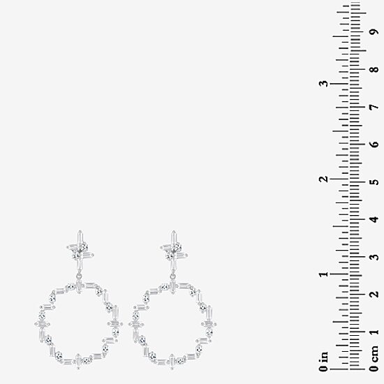 Diamonart Womens Cubic Zirconia Sterling Silver Curved Drop Earrings