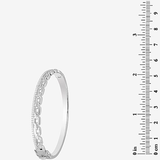 Diamonart Womens Cubic Zirconia Sterling Silver Round Bangle Bracelet