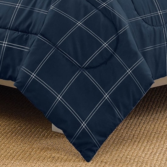 Martex Navy Check Midweight Comforter Set