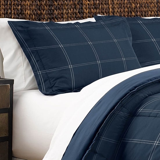 Martex Navy Check Midweight Comforter Set
