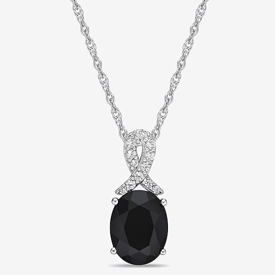 Womens Genuine Black Onyx Sterling Silver 18 Inch Pendant Necklace