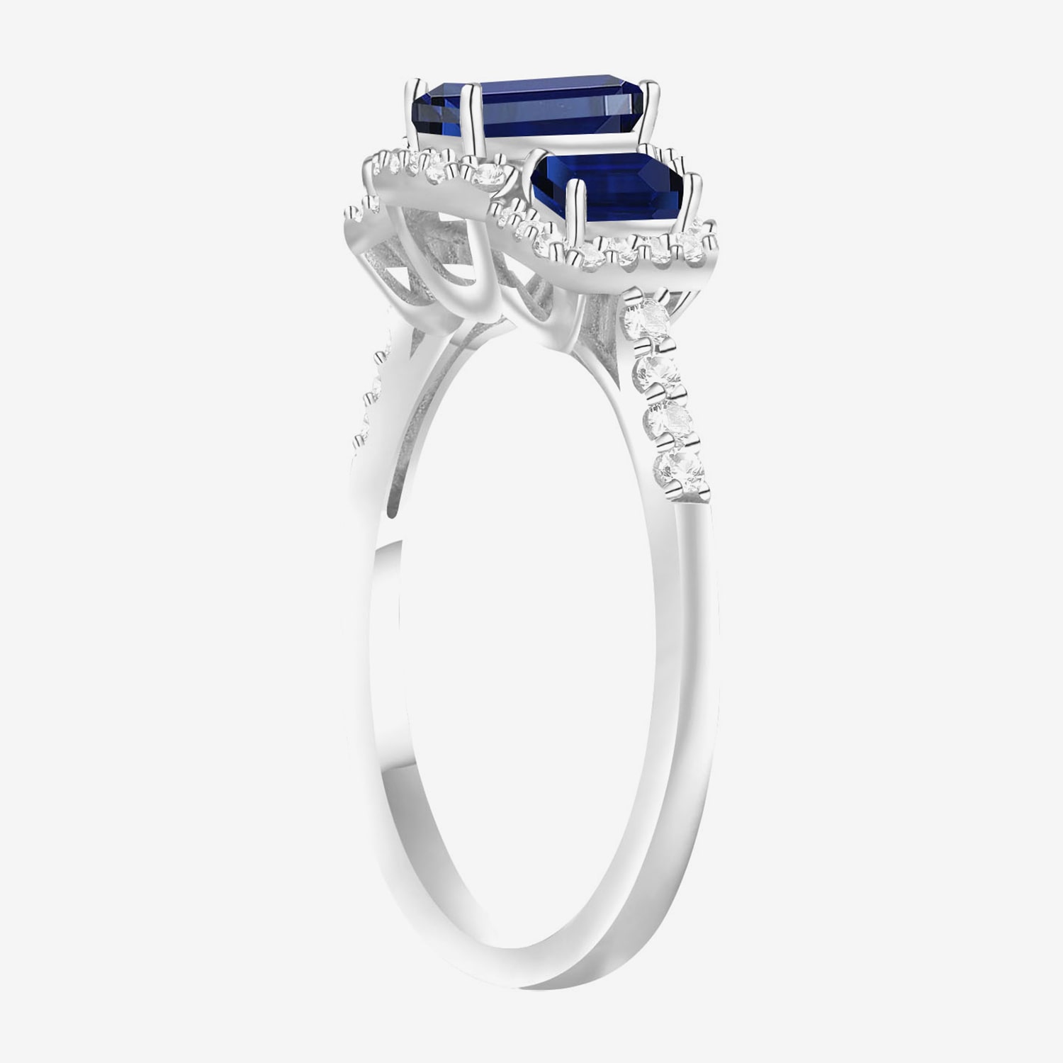Womens Gemstone 14K Gold Over Silver Halo 3-Stone Cocktail Ring