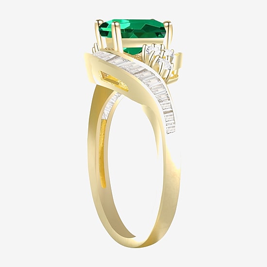 Womens Gemstone 14K Gold Over Silver Crossover Side Stone Cocktail Ring