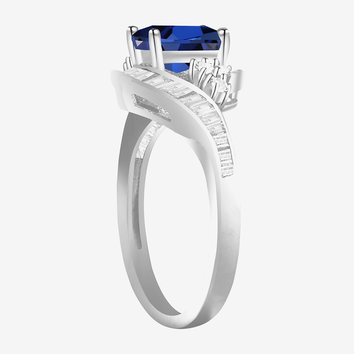 Womens Gemstone 14K Gold Over Silver Crossover Side Stone Cocktail Ring
