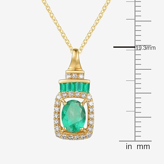 Womens Genuine Gemstone & 1/5 CT. T.W. Genuine Diamond 10K Gold Oval Pendant Necklace