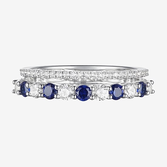 Womens Lab Created Gemstone 14K Gold Over Silver Stackable Rings