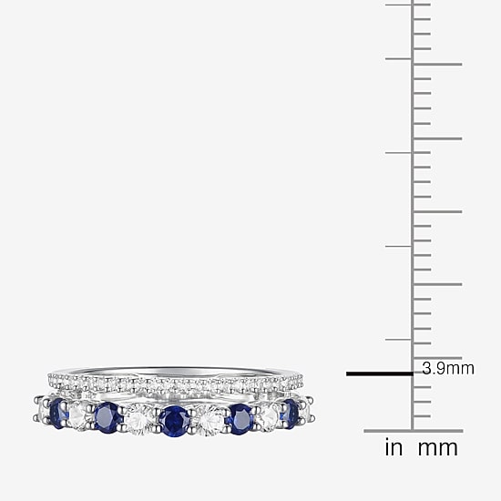 Womens Lab Created Gemstone 14K Gold Over Silver Stackable Rings
