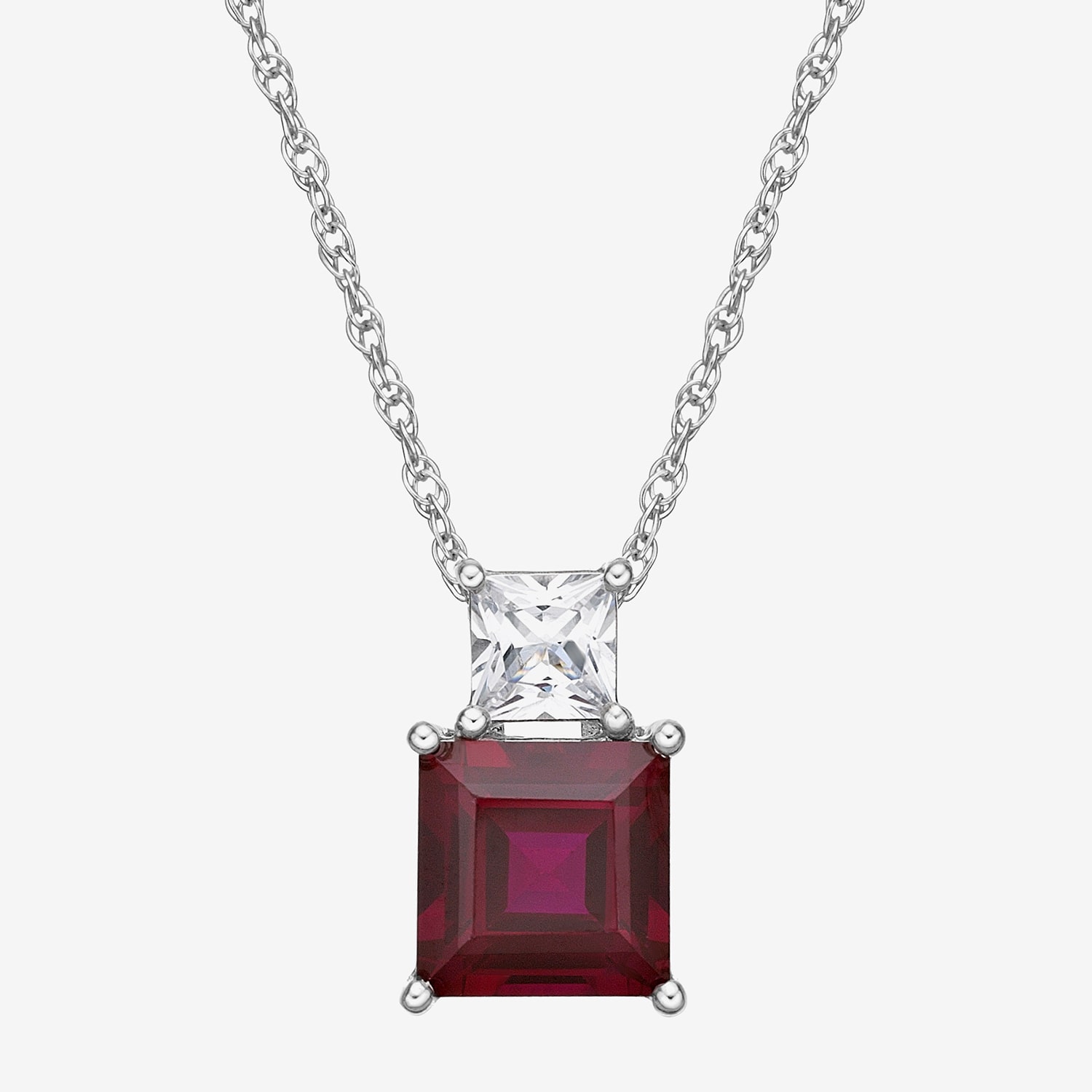 Womens Lab Created Red Ruby Sterling Silver 18 Inch Pendant Necklace