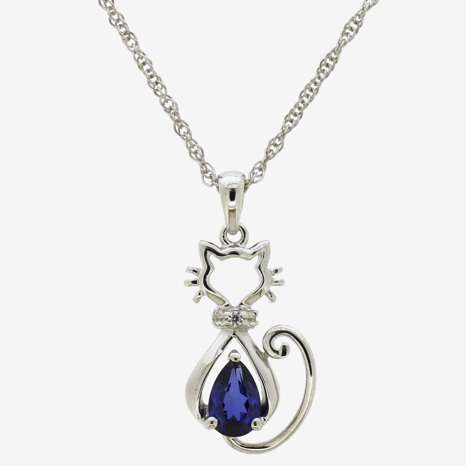 Womens Lab Created Blue Ceylon Sapphire Sterling Silver 18 Inch Pendant Necklace