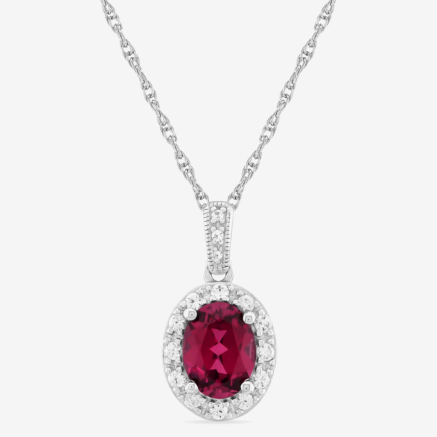 Womens Lab Created Red Ruby Sterling Silver 18 Inch Pendant Necklace