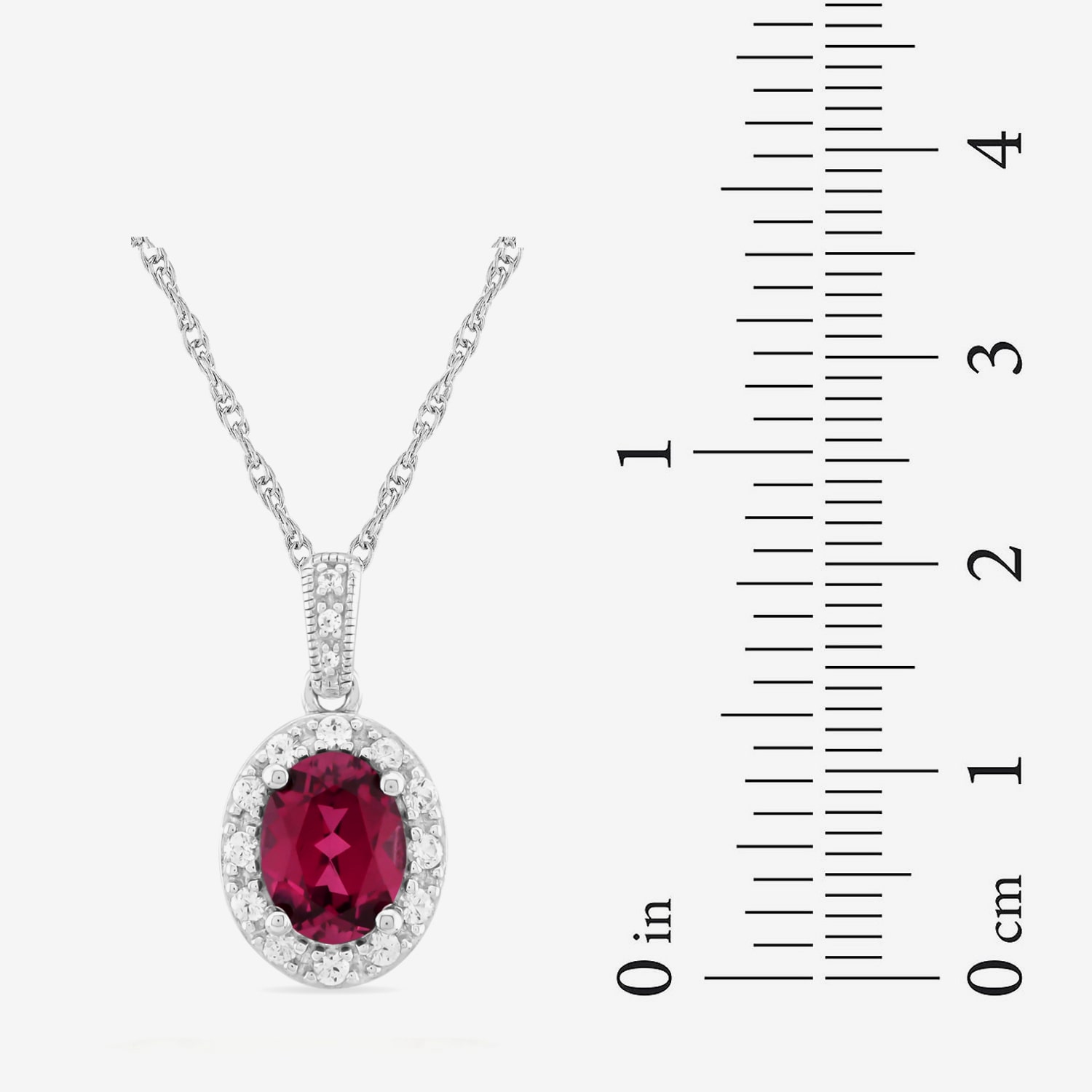 Womens Lab Created Red Ruby Sterling Silver 18 Inch Pendant Necklace