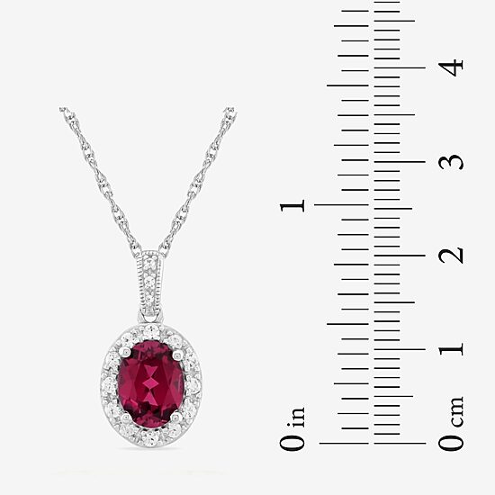 Womens Lab Created Red Ruby Sterling Silver 18 Inch Pendant Necklace
