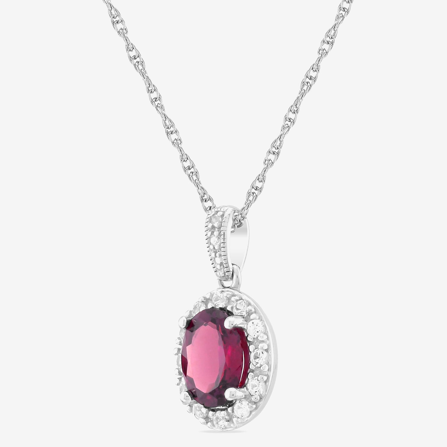 Womens Lab Created Red Ruby Sterling Silver 18 Inch Pendant Necklace