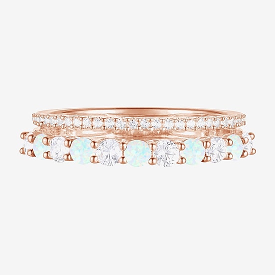 Womens Lab Created Gemstone 14K Gold Over Silver Stackable Rings