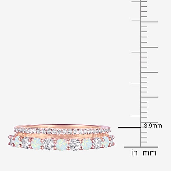 Womens Lab Created Gemstone 14K Gold Over Silver Stackable Rings