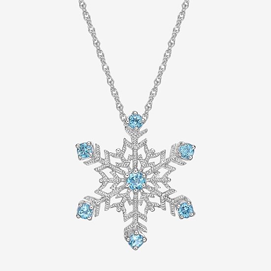 Womens Genuine Blue Topaz Sterling Silver 18 Inch Pendant Necklace