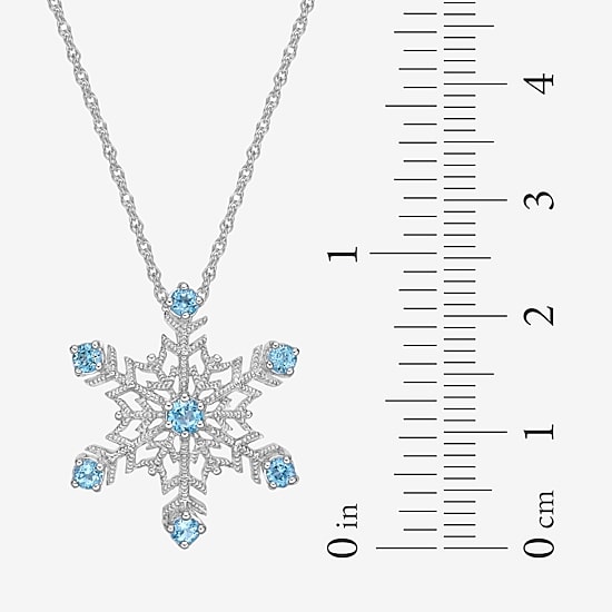 Womens Genuine Blue Topaz Sterling Silver 18 Inch Pendant Necklace