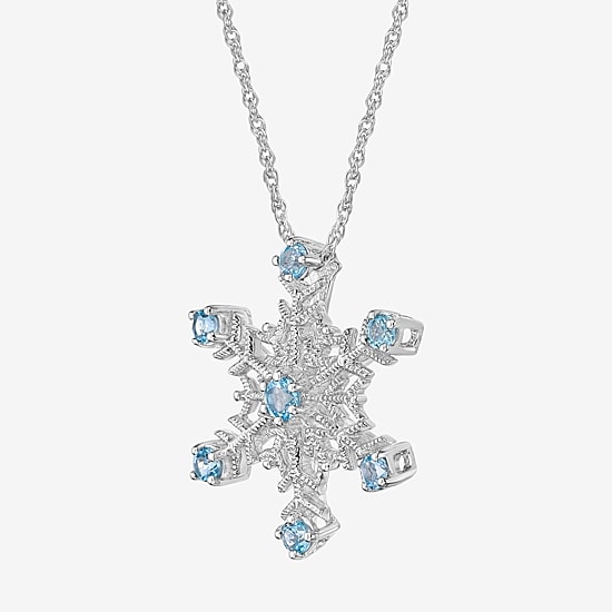 Womens Genuine Blue Topaz Sterling Silver 18 Inch Pendant Necklace