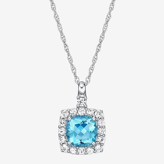 Womens Gemstone Sterling Silver Pendant Necklace