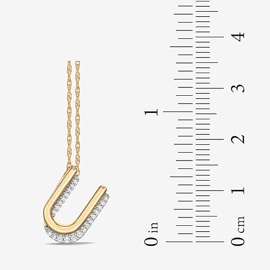 Initial Womens 1/10 CT. T.W. Natural White Diamond 10K Gold 18 Inch Pendant Necklace