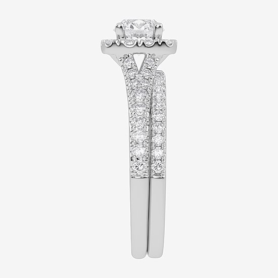1 CT.T.W. (G / VS2-SI1) Lab-Grown Diamond Cushion Halo Wedding Engagement Ring in 10K Gold