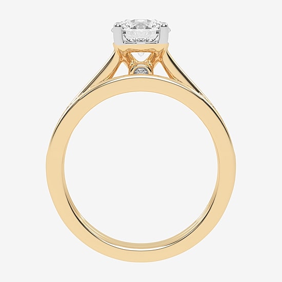 (G / Vs2-Si1) Womens 1 1/2 CT. T.W. Lab Grown White Diamond 10K Gold Round Side Stone Bridal Set