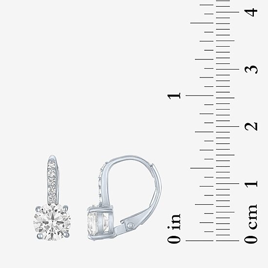 Yes, Please! Womens Lab Created White Sapphire Sterling Silver Round Drop Earrings