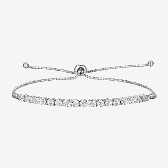 1/10 CT. T.W. Natural White Diamond Bolo Bracelet in Sterling Silver or 14K Gold Over Silver