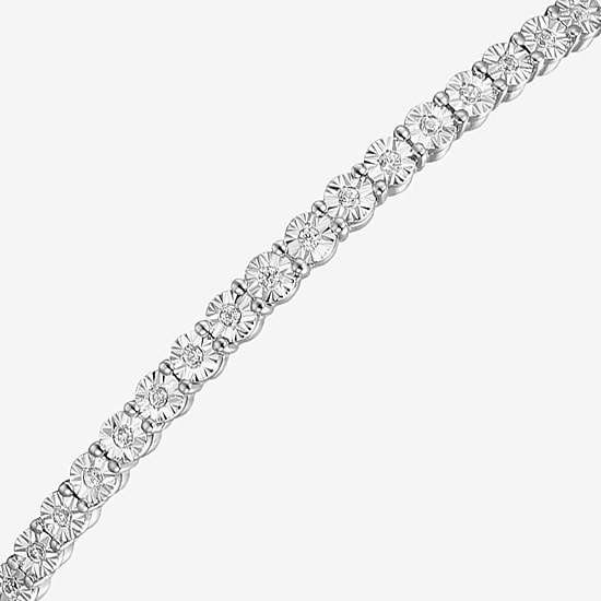 1/10 CT. T.W. Natural White Diamond Bolo Bracelet in Sterling Silver or 14K Gold Over Silver