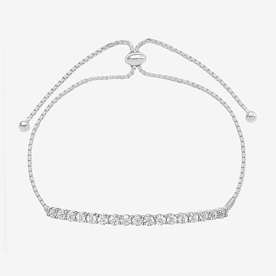 1/10 CT. T.W. Natural White Diamond Bolo Bracelet in Sterling Silver or 14K Gold Over Silver