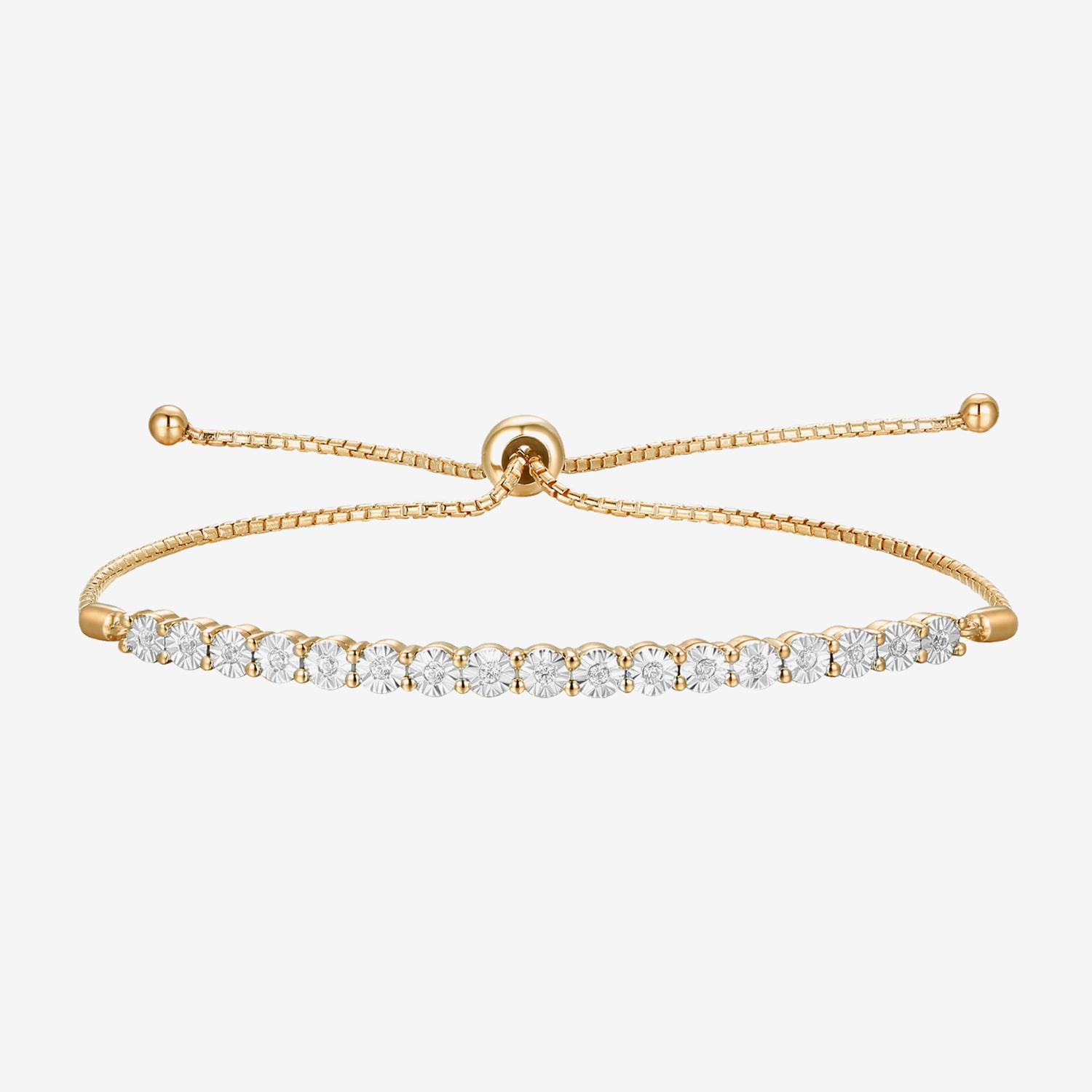 1/10 CT. T.W. Natural White Diamond Bolo Bracelet Sterling Silver or 14K Gold Over
